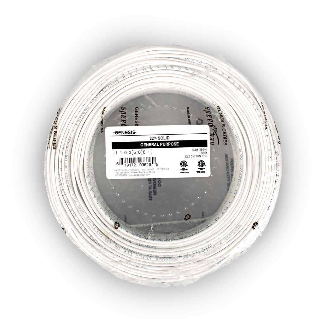 Genesis 22/4 Solid Non-Plenum Cable-500 ft  White 11035801