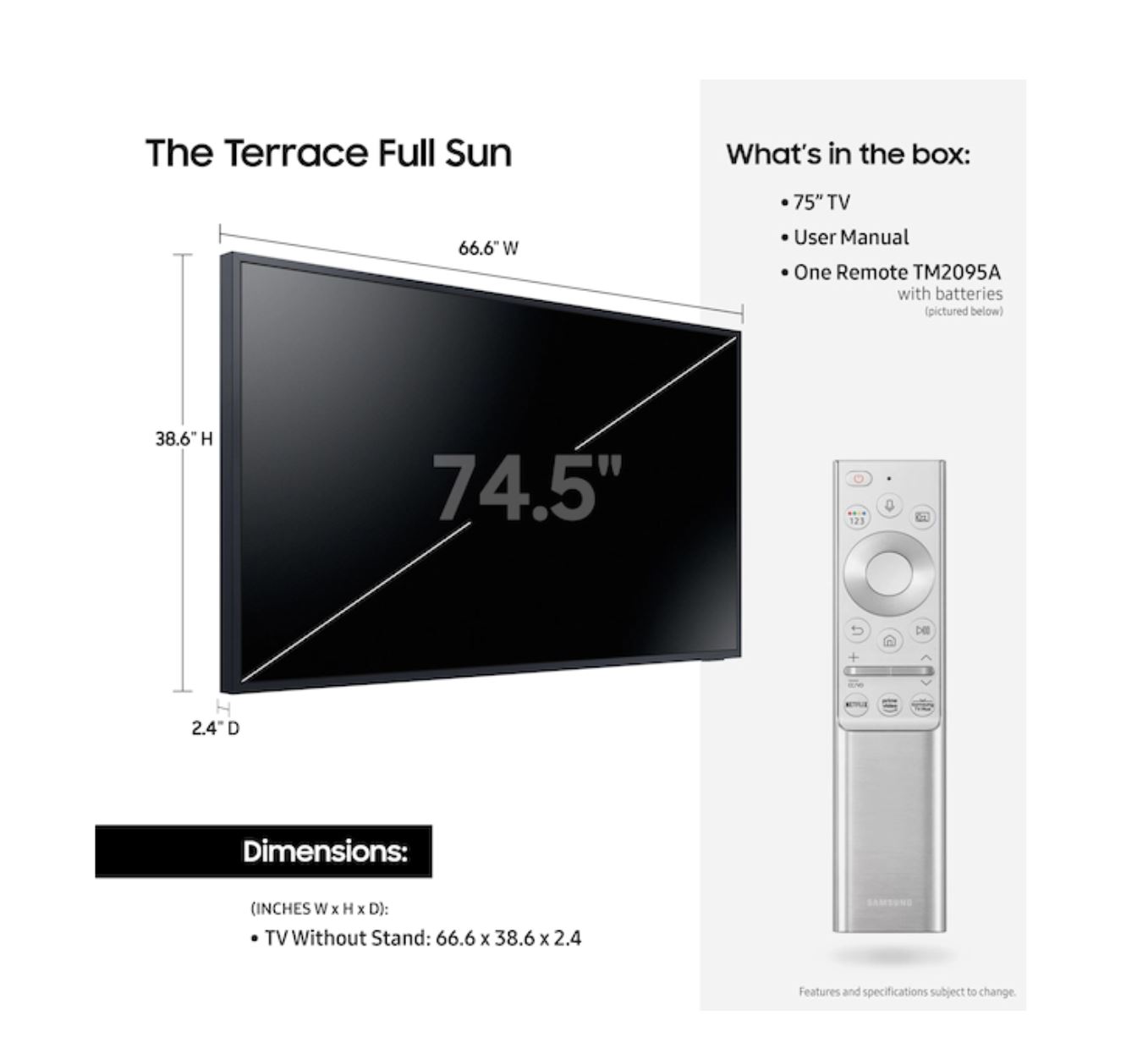 Samsung 75" QLED 4K Smart Full Sun Terrace QN75LST9TAFXZA