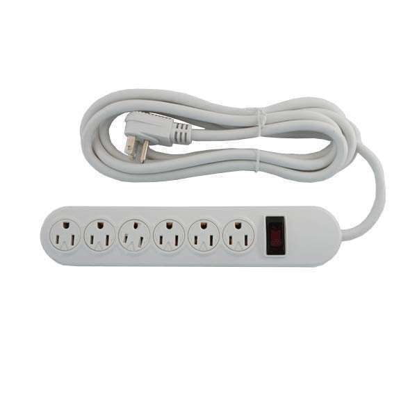 6 OUTLET POWER STRIP WITH 9FT CORD – WHITE