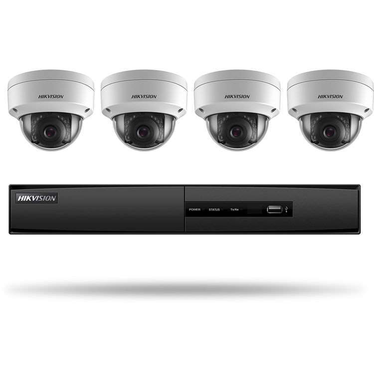 Hikvision 4CH NVR with 4 Dome Cameras IP Surveillance Kit I7604N1TA