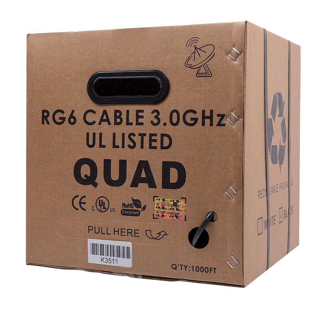 Karbon Cables RG6 Quad Cable 3.0GHz Black K3511