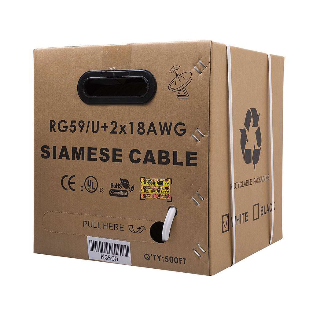 Karbon Cables Siamese RG-59 Cable - White K3500