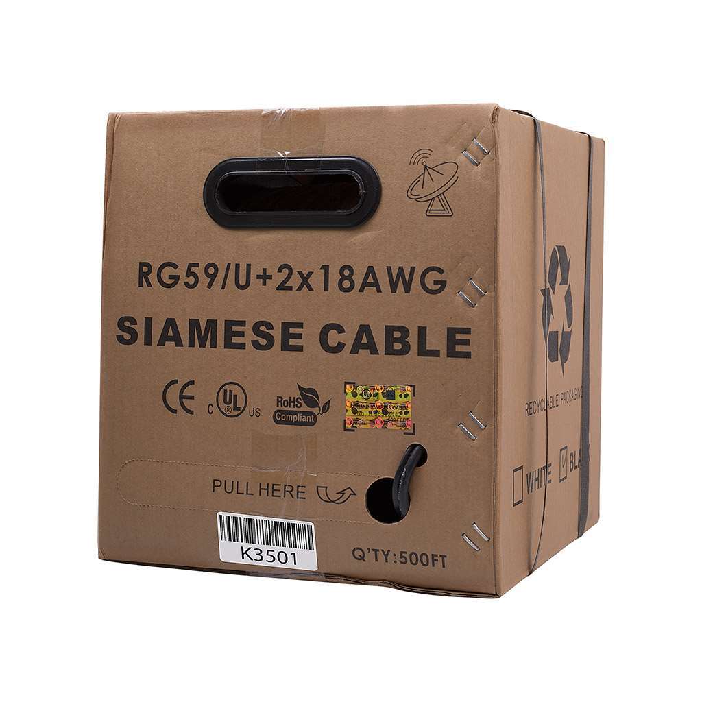 Karbon Cables Siamese RG-59 Cable Black K3501