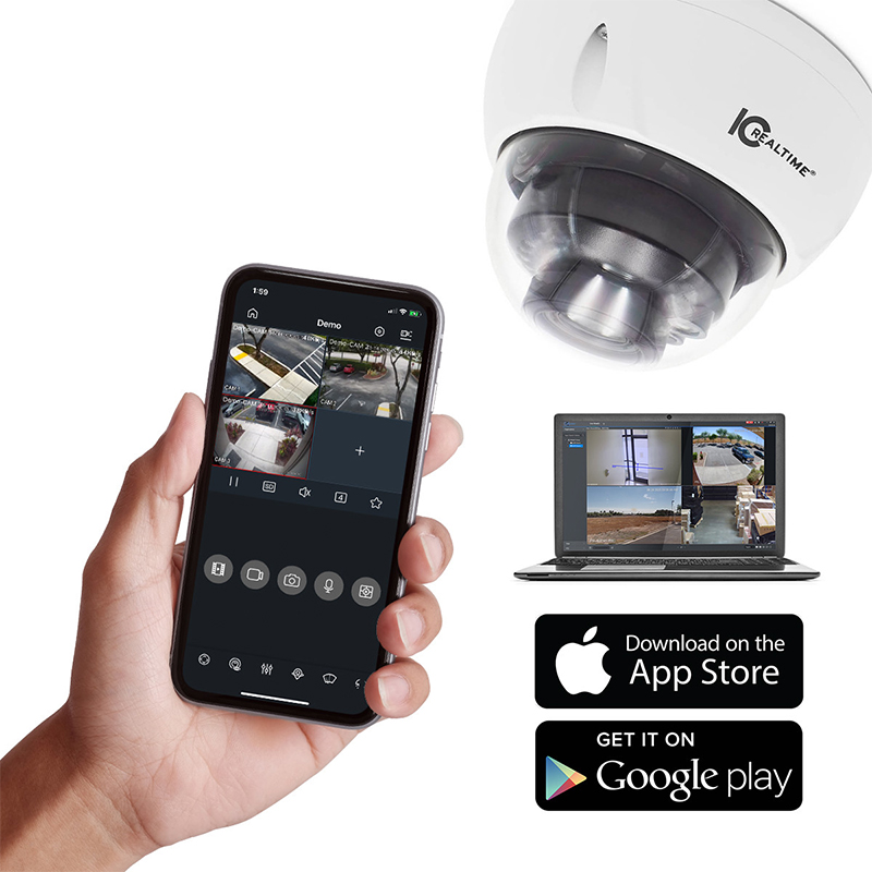 IC RealTime 4MP IP Indoor-Outdoor Dome IP Camera IPEL-D40V-IRW1-AI