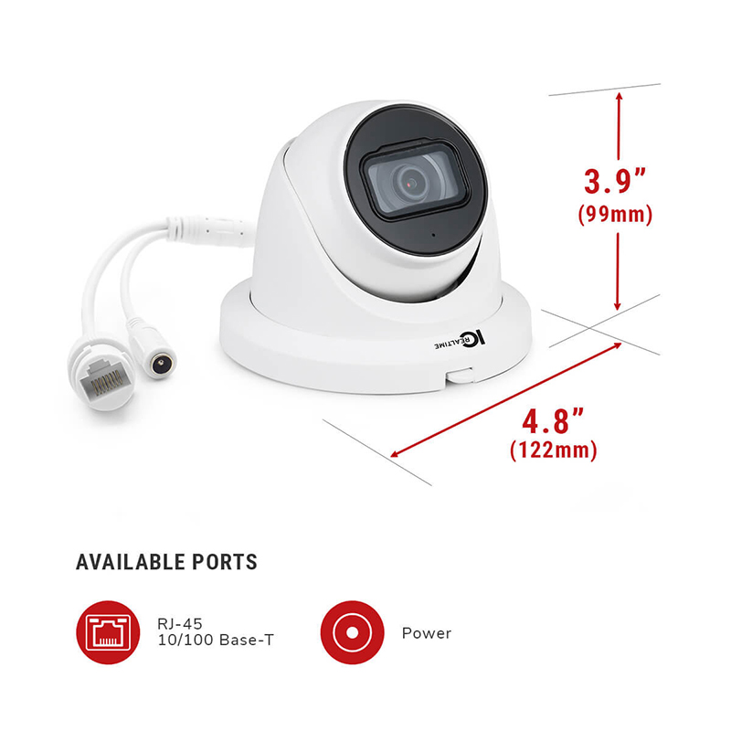 IC REALTIME 8MP OUTDOOR-INDOOR IP Turret CAMERA IPEL-E80F-IRW2