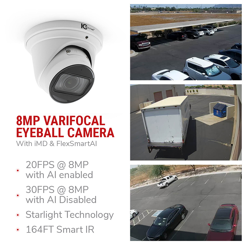 IC REALTIME  8MP IP INDOOR-OUTDOOR EYEBALL DOME IPEL-E80V-IRW1