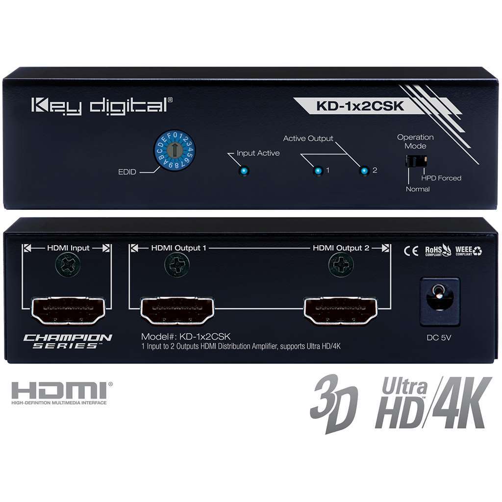 Key Digital Power over HDBaseT HDMI via Single CAT5e/6 KD-X200POHK