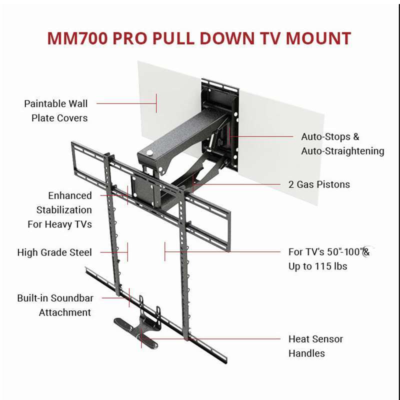 MantelMount Pro Pull Down TV Mount 40-90LB 55"-70" MM700