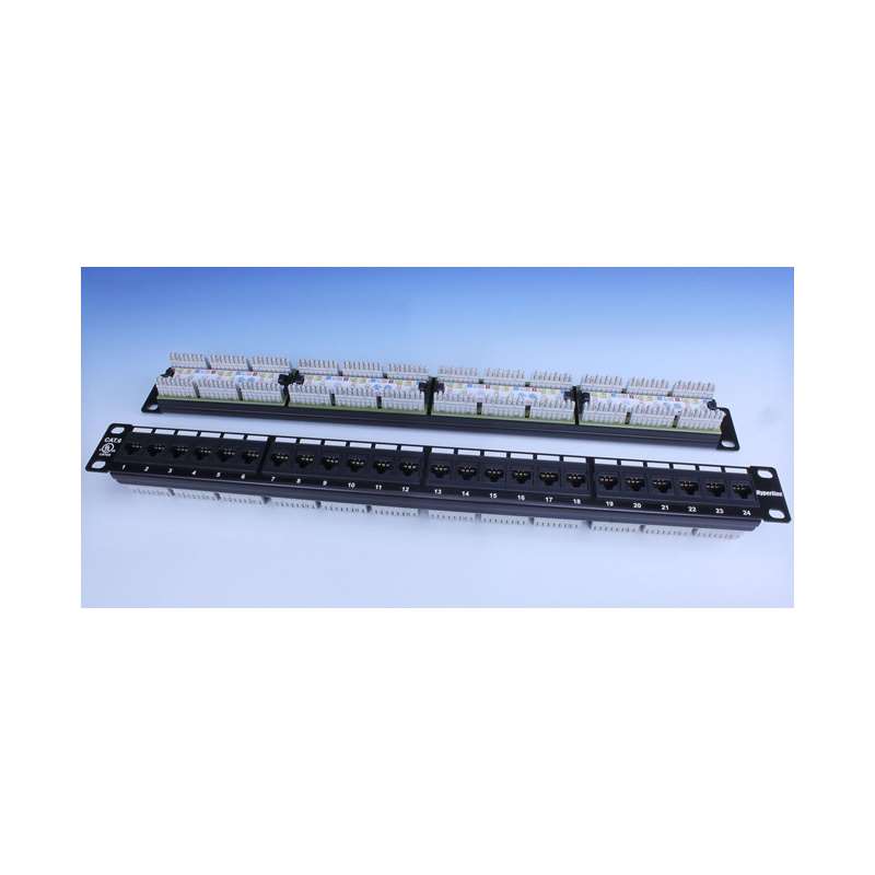 Hyperline 19” Patch Panel 48 ports RJ45 with Lacing Bar PP3-19-48-8P8C-C6-110-LB