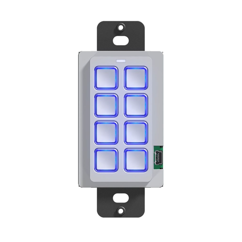 RTI 8 BUTTON LIGHTED IN-WALL UNIVERSAL SYSTEM CONTROLLER (WH) 10-210529-20 RK1+8B