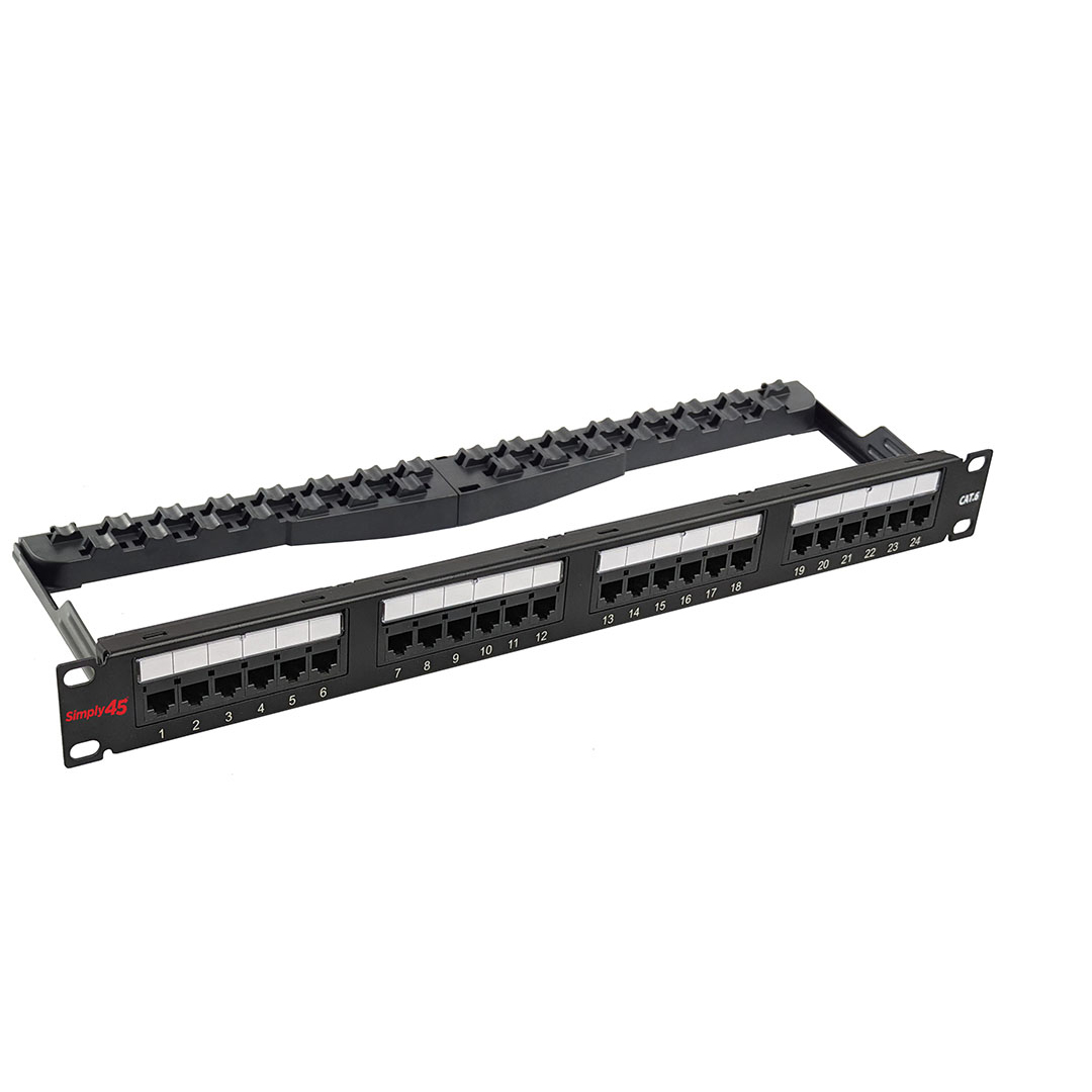 Simply 45 24 Port Loaded Cat6 UTP Patch Panel S45-2624