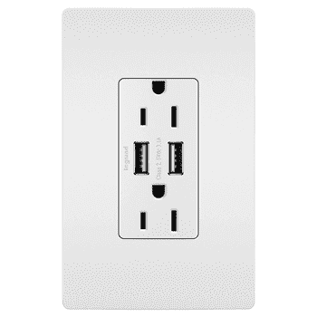 Legrand USB Chargers with Duplex 15A Tamper-Resistant Outlets TM826USBWCC6