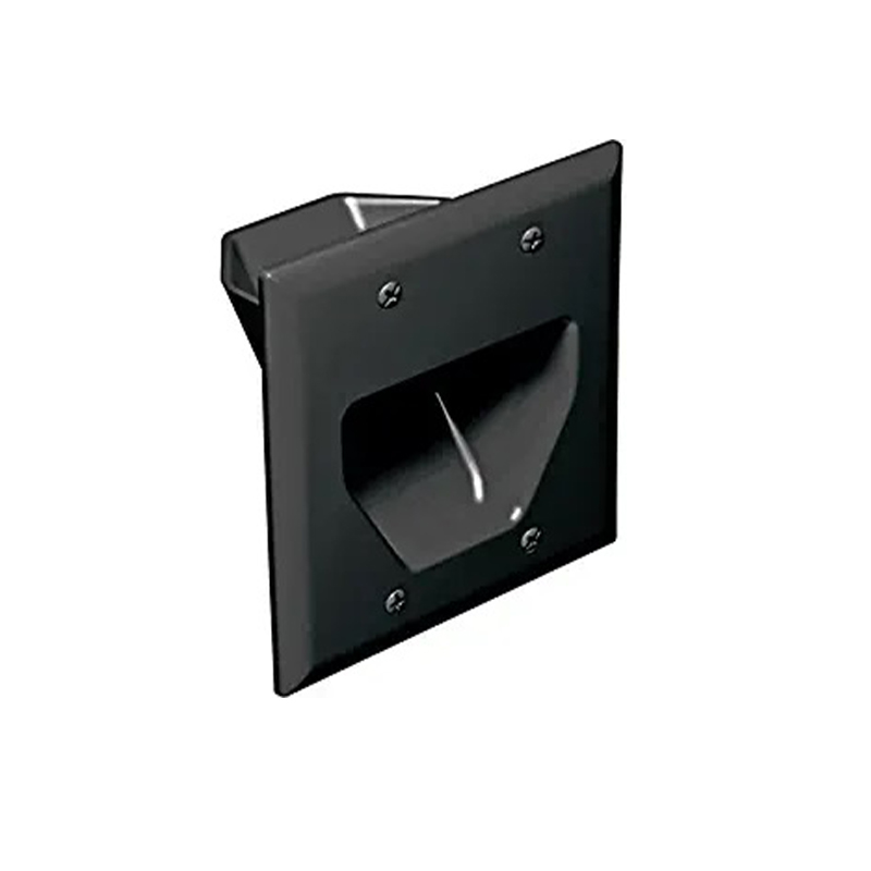 Data Comm 2-Gang Low Voltage Cable Plate Black 45-0002-BK