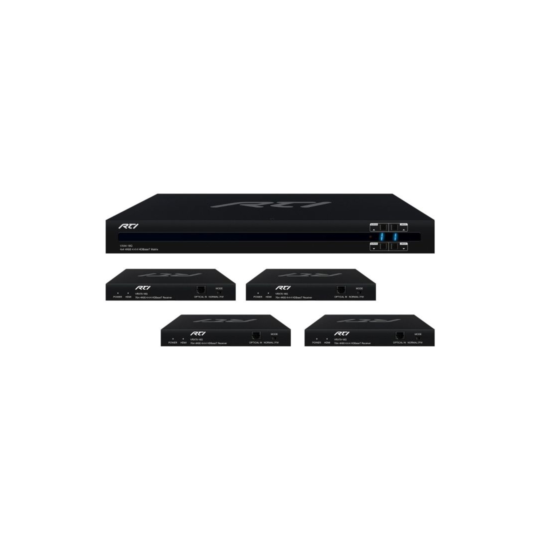 RTI 4x4 4K HDBaseT™ Matrix Switcher VX44-18G-Kit