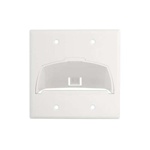DOUBLE GANG HINGED BULLNOSE WALL PLATE, WHITE
