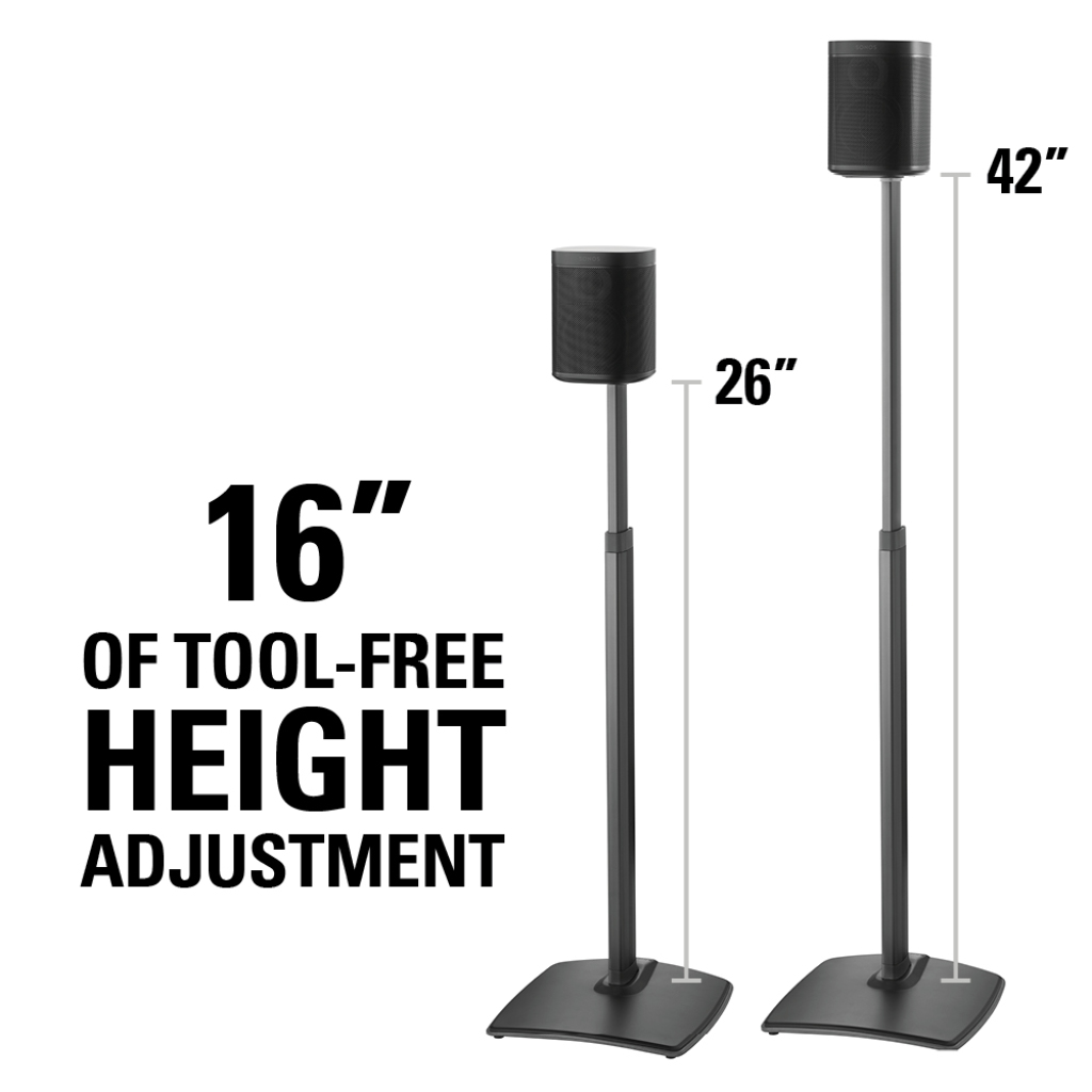 Sanus Adjustable Height Wireless Speaker Stand WSSA1-W1