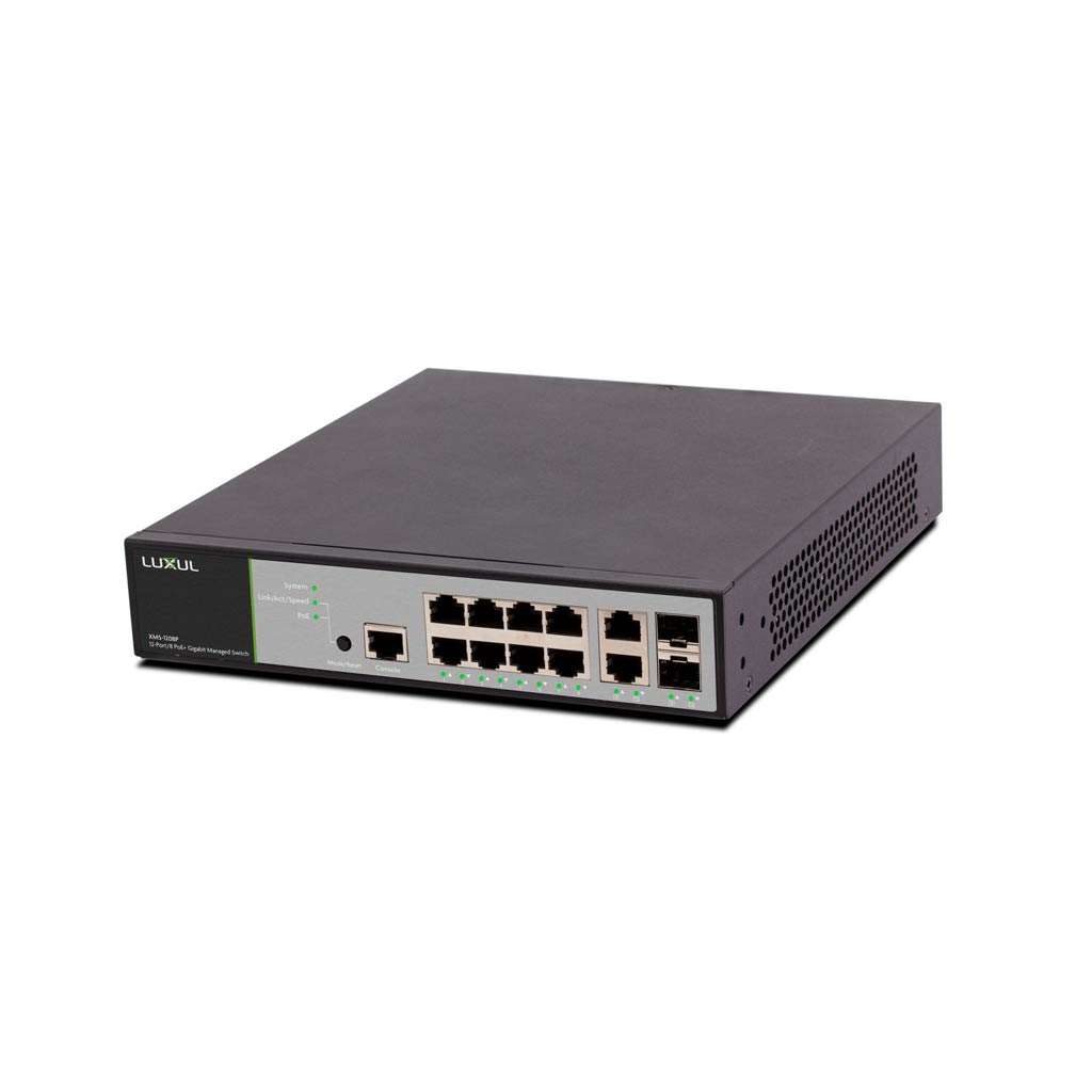 Luxul 12 PORT-8 POE FRONT FACING RACKMOUNT SWITCH XMS-1208P