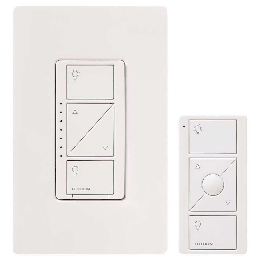 Lutron Wireless In-Wall Light Dimmer with Remote P-PKG1W-WH